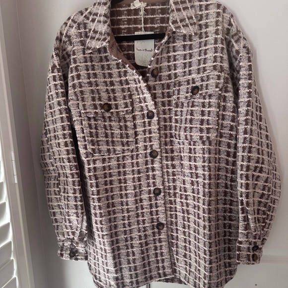 NWT 🤎 Hem & Thread Cozy Plaid Shacket 🤎 Size Large - Picture 3 of 6